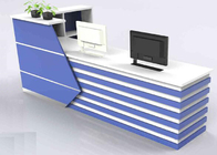 Wood With Lines Design Front Reception Desk / Office Reception Counter Dust Proof